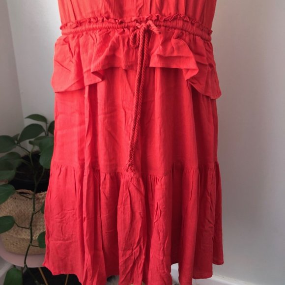 SEED Red V Neck Backless Style Boho Dress Size 12 New w Tags $99 - Picture 3 of 10